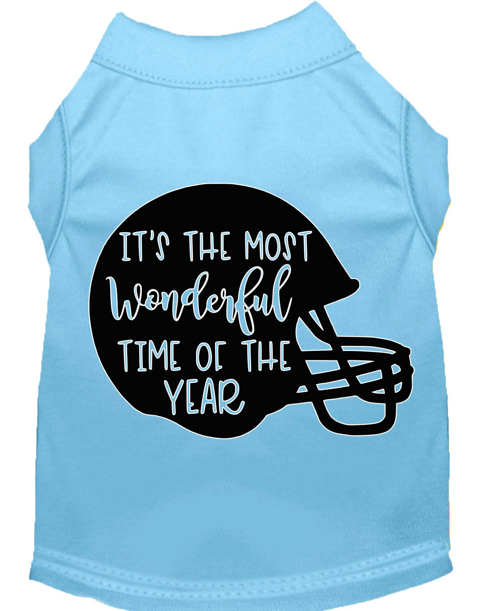 Most Wonderful Time of the Year (Football) Screen Print Dog Shirt Baby Blue Lg